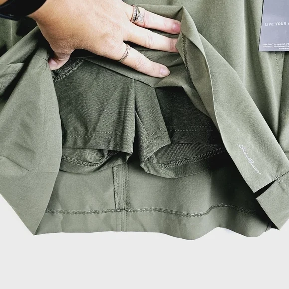 Eddie Bauer Olive Green Slightly Curvy Straight Spindrift UPF 50+ Skort NWT - Picture 6 of 8